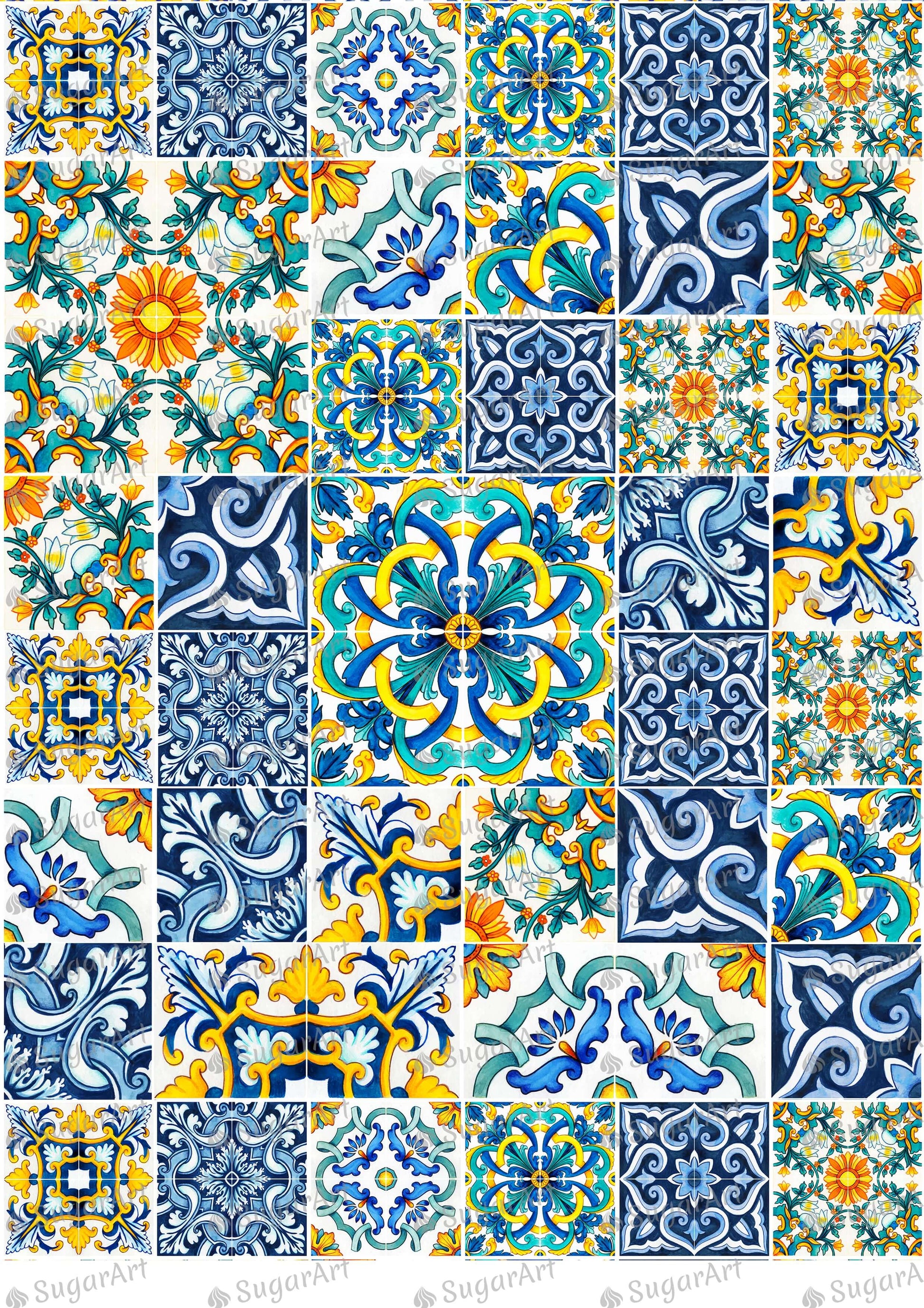 Watercolor Mediterranean Sicilian Tiles - BSA087.