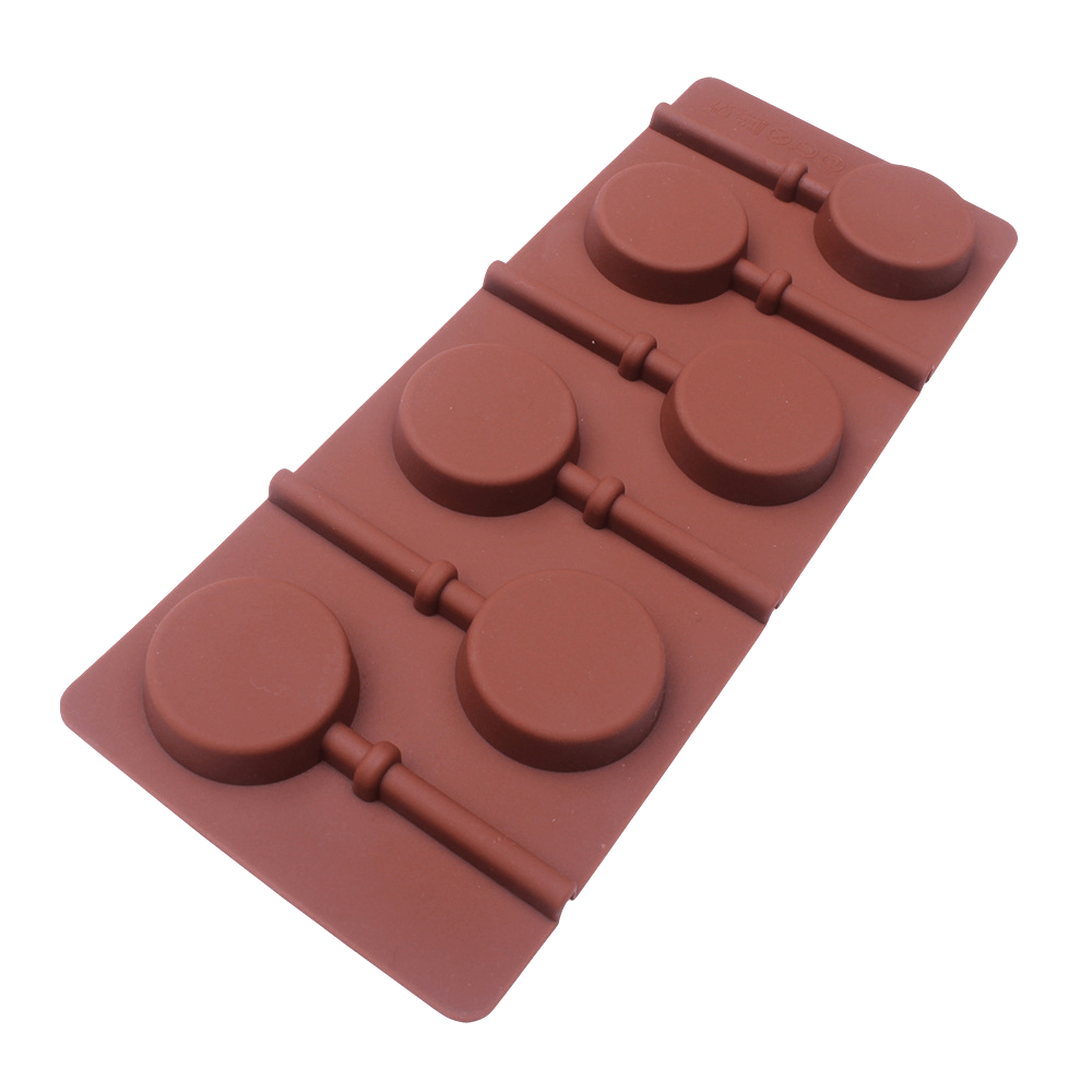 Brown Silicone Mold for Lollipops - 6 Cavity 1.35" (3.5cm) each - BSUPP025.