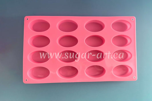 Oval Candy Silicone Mold - 16 Cavity 2.1" x 1.2" (5.5cm x 3.1cm) each - BSUPP028.