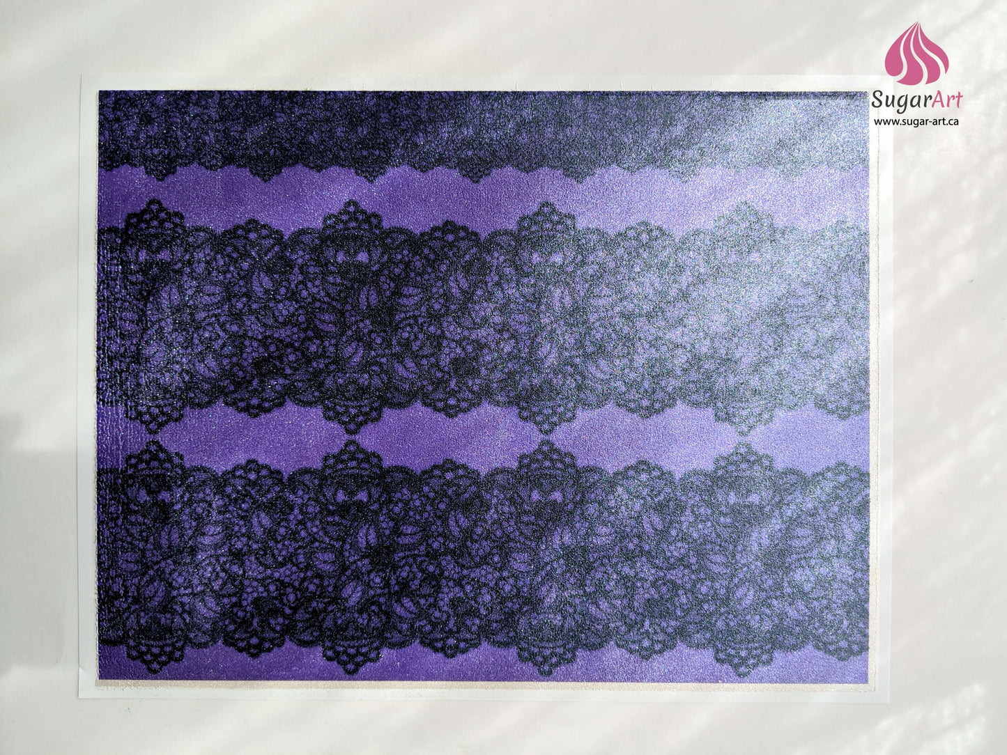 Black Lace On Purple - Edible Fabric - EF008.