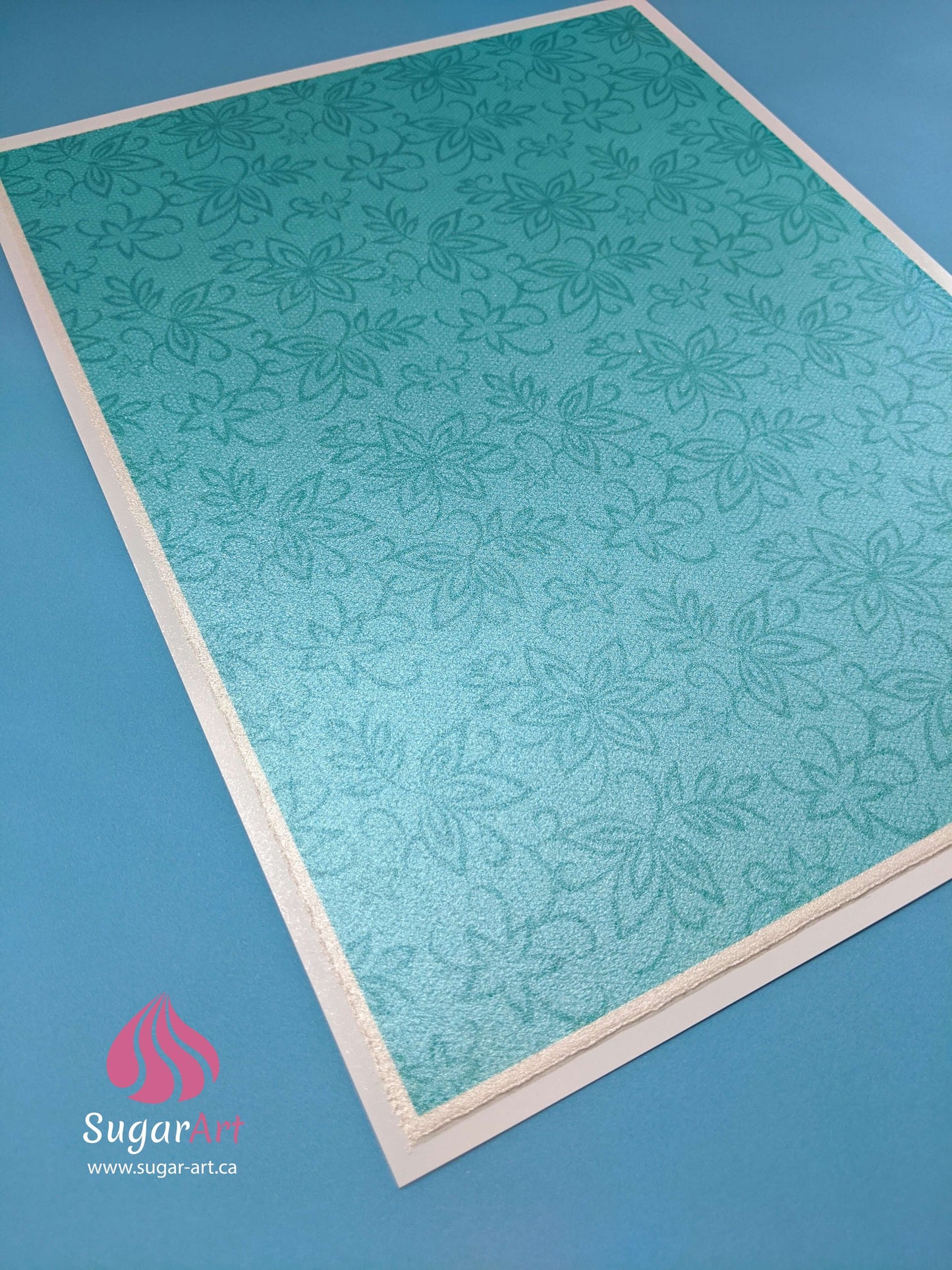 Floral Mint Lace Pattern - Edible Fabric - EF013.