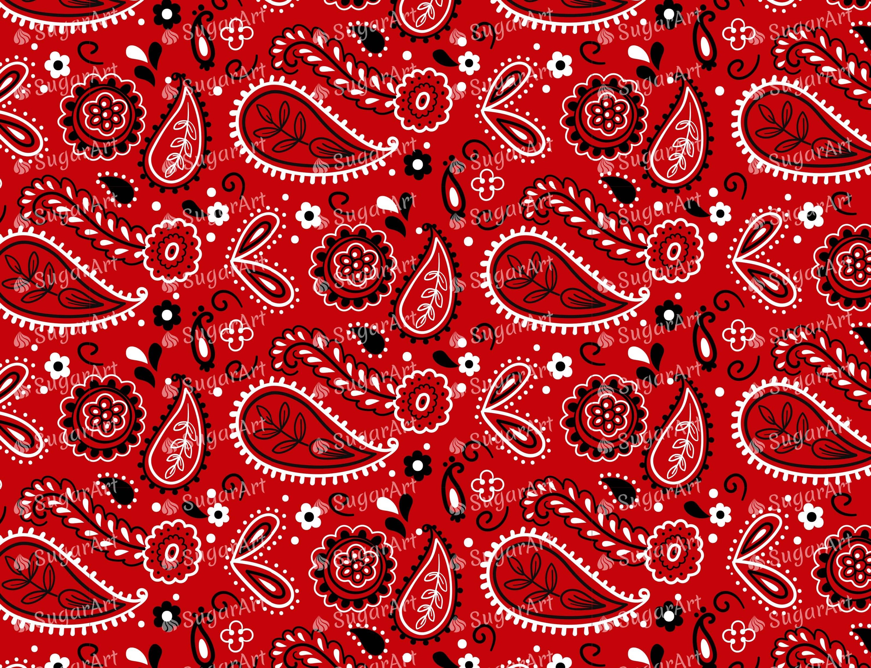 Red Paisley Bandana - Edible Fabric - EF026.