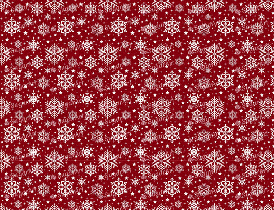 Red Snowflakes - Matte - Edible Fabric - EF027.
