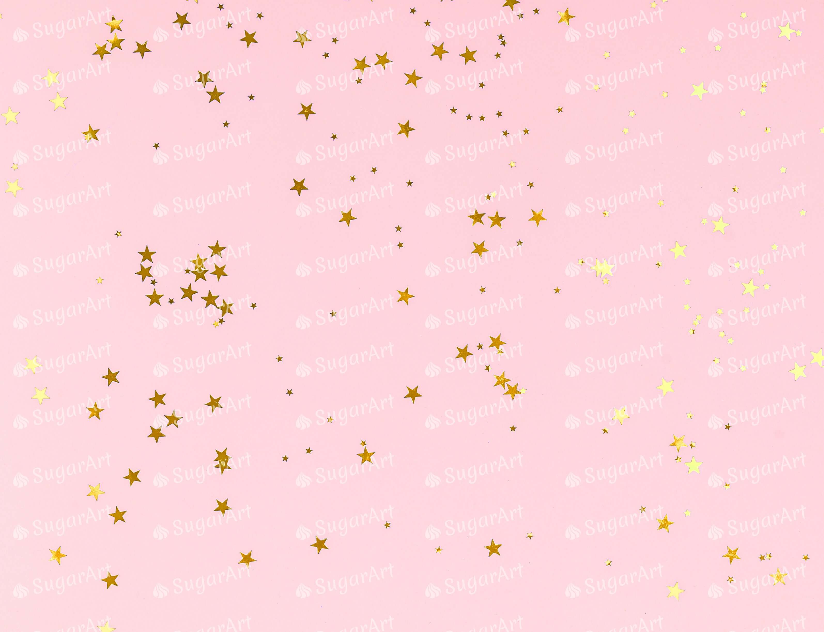 Golden Stars Glitter Confetti - Edible Fabric - EF035.