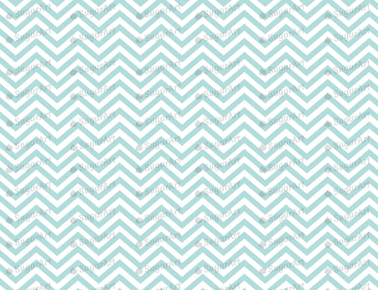 Turquoise Zigzag Pattern - Edible Fabric - EF037