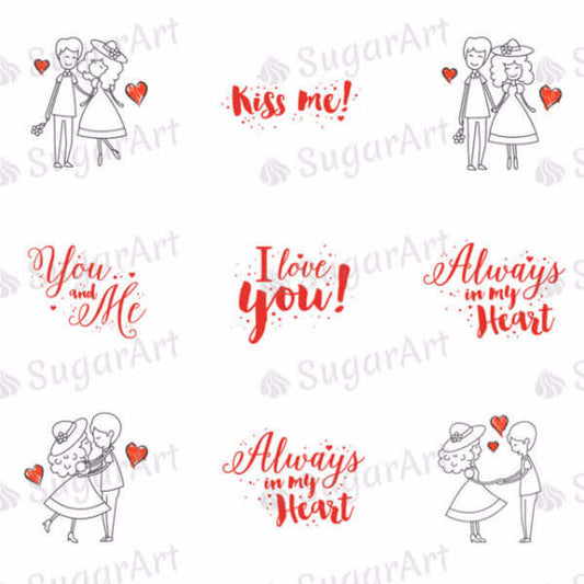 Romantic Couple in love - ESA001-Sugar Stamp sheets-Sugar Art