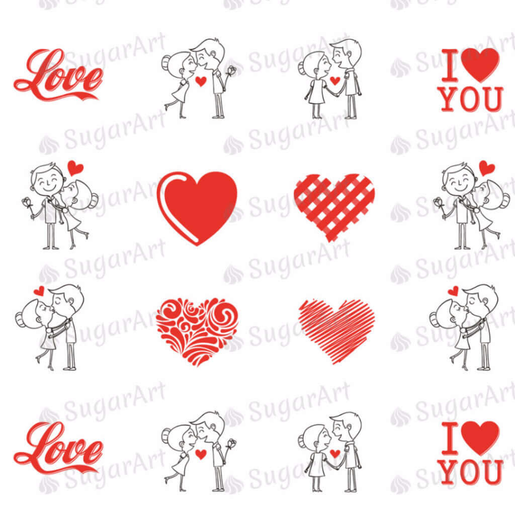 I love you, Couple in love - ESA002-Sugar Stamp sheets-Sugar Art