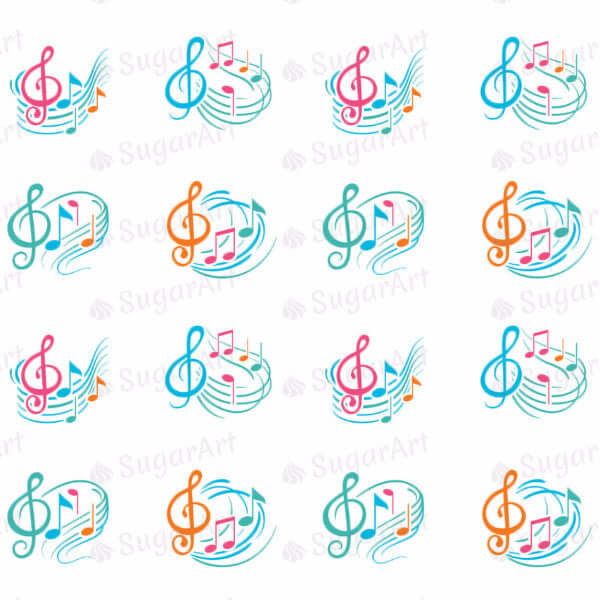Colorful Musical Notes - ESA009-Sugar Stamp sheets-Sugar Art