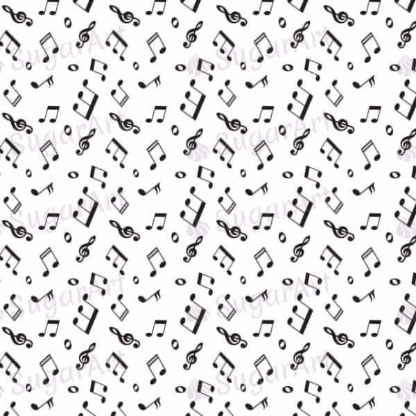Black and White Symphony Background, Musical Notes - ESA010-Sugar Stamp sheets-Sugar Art