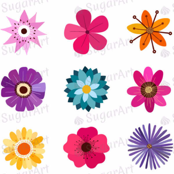Colorful Flowers Collection - ESA016-Sugar Stamp sheets-Sugar Art