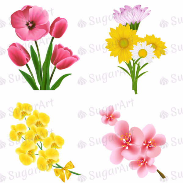 Set of Beautiful Realistic Flowers - 2 inch - ESA018-Sugar Stamp sheets-Sugar Art