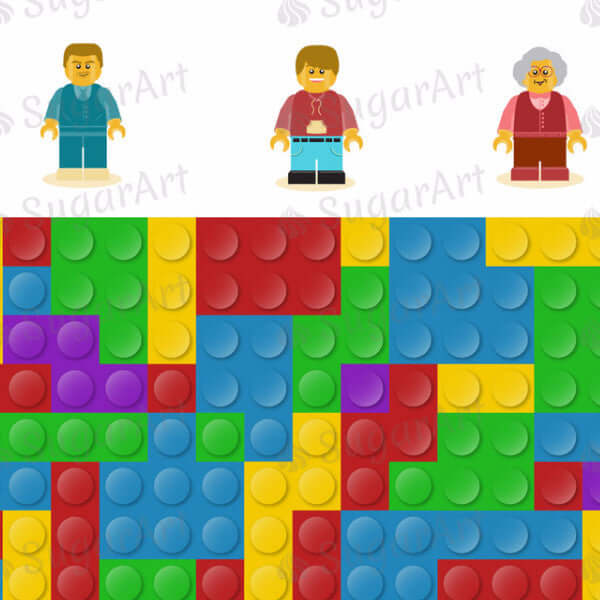 Lego Family and Blocks - ESA019-Sugar Stamp sheets-Sugar Art