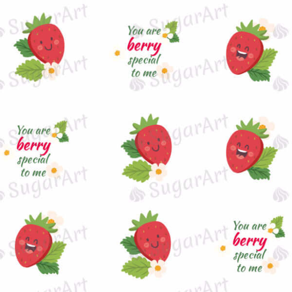Funny Strawberries, You Are Berry Special To Me - ESA021-Sugar Stamp sheets-Sugar Art