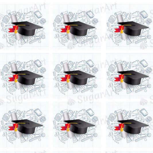 Graduation. Diploma and Mortarboard - ESA022-Sugar Stamp sheets-Sugar Art