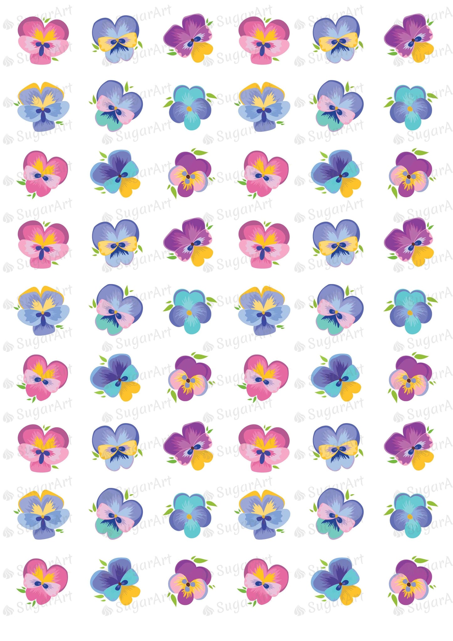 Summer Flowers, Pansies, Heartsease - ESA027-Sugar Stamp sheets-Sugar Art