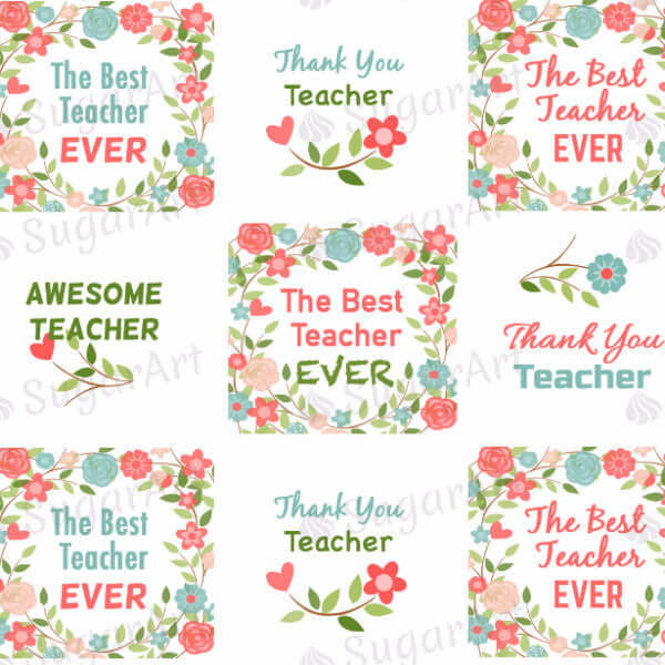 The Best Teacher EVER, Awesome Teacher! - ESA031-Sugar Stamp sheets-Sugar Art