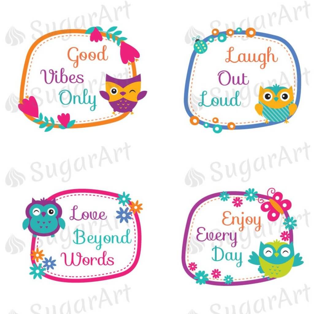 Inspirational Sayings with Owl Frames - 1.5 inch - ESA055.