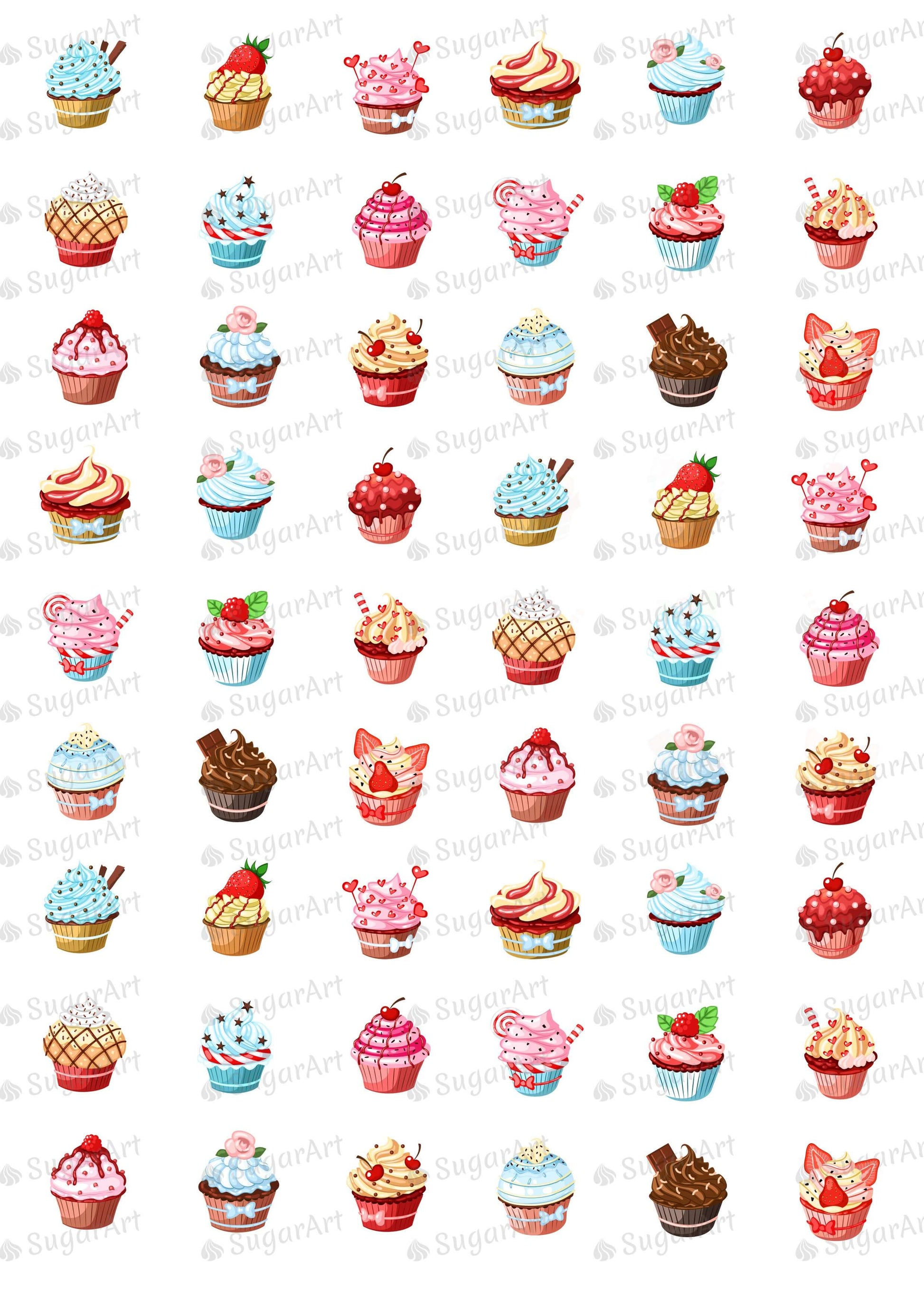 Watercolor Cupcakes Collection - ESA056-Sugar Stamp sheets-Sugar Art