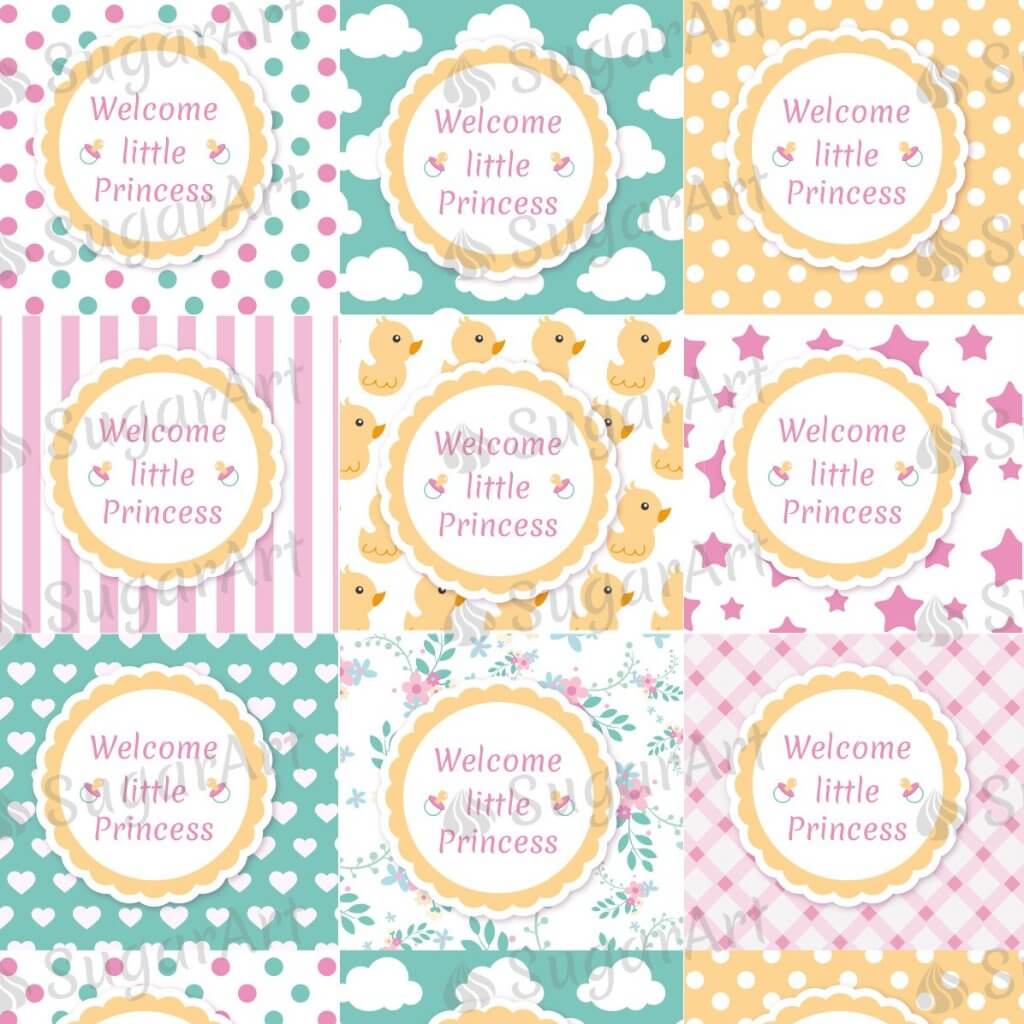 Baby Girl, Welcome Little Princess - ESA058-Sugar Stamp sheets-Sugar Art