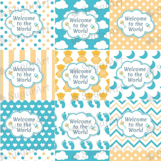 Baby Boy, Welcome to the World - ESA059-Sugar Stamp sheets-Sugar Art
