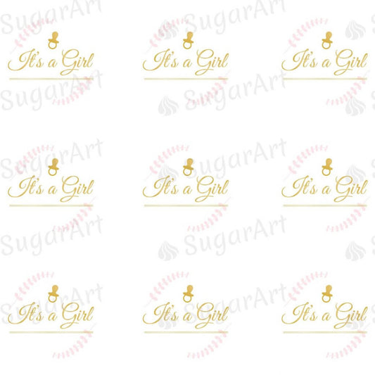 It's a Girl, Gold - ESA061-Sugar Stamp sheets-Sugar Art