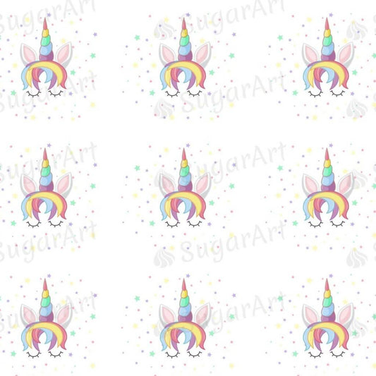 Rainbow Unicorn Head with Stars - ESA065-Sugar Stamp sheets-Sugar Art