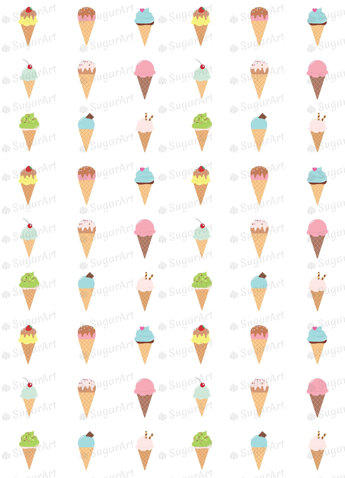 Ice Cream Cones Collection - ESA067-Sugar Stamp sheets-Sugar Art
