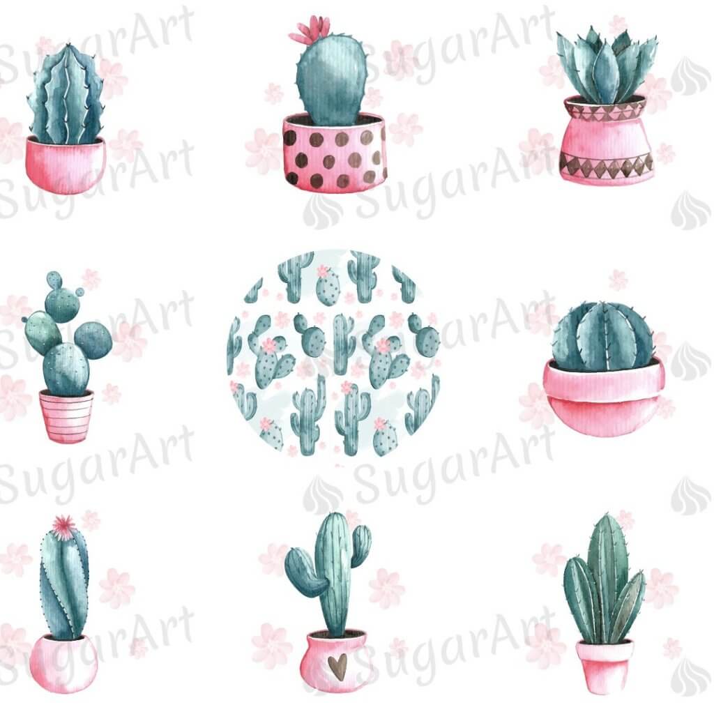 Watercolor Cactus Collection - ESA076-Sugar Stamp sheets-Sugar Art