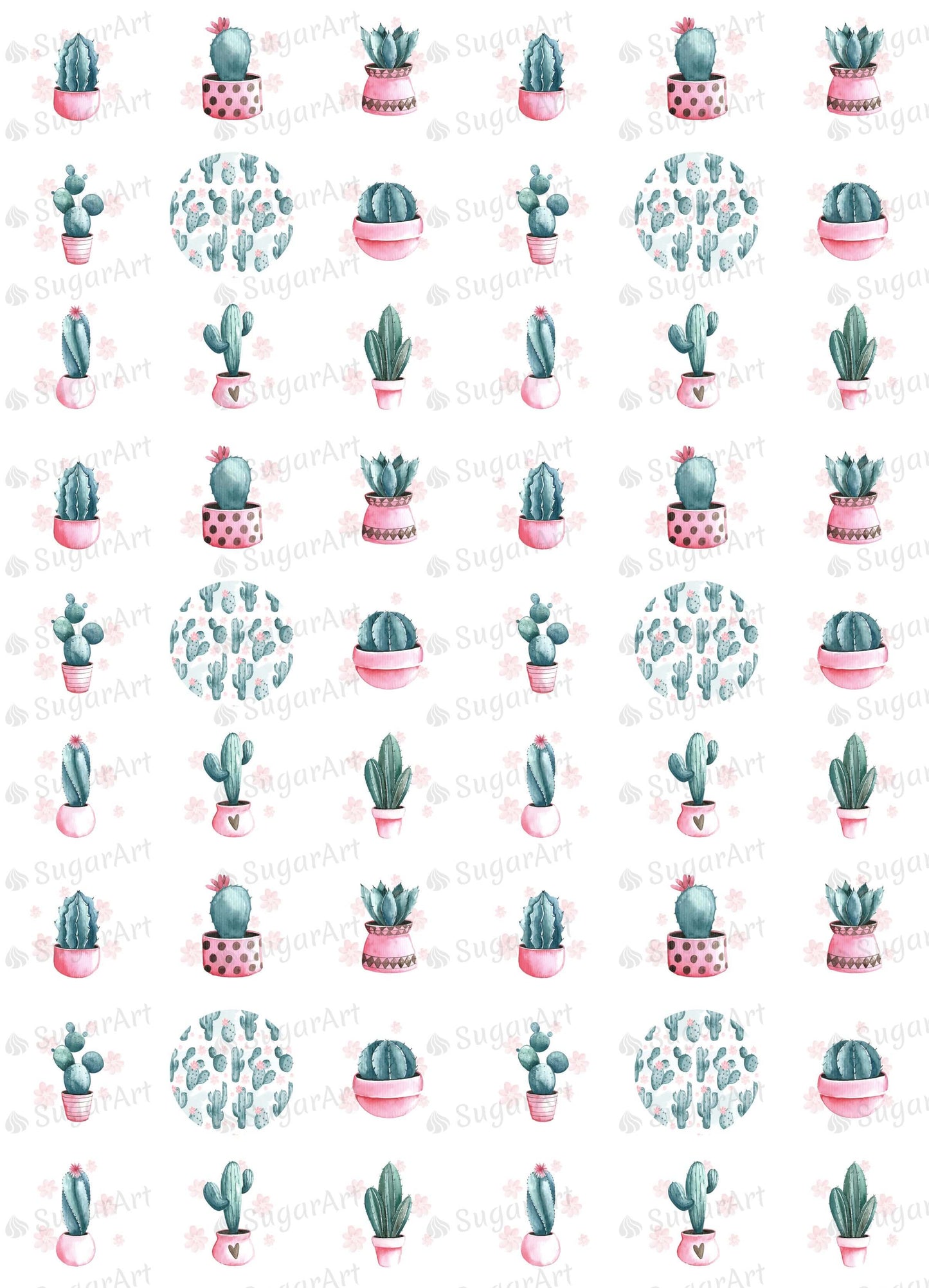 Watercolor Cactus Collection - ESA076-Sugar Stamp sheets-Sugar Art