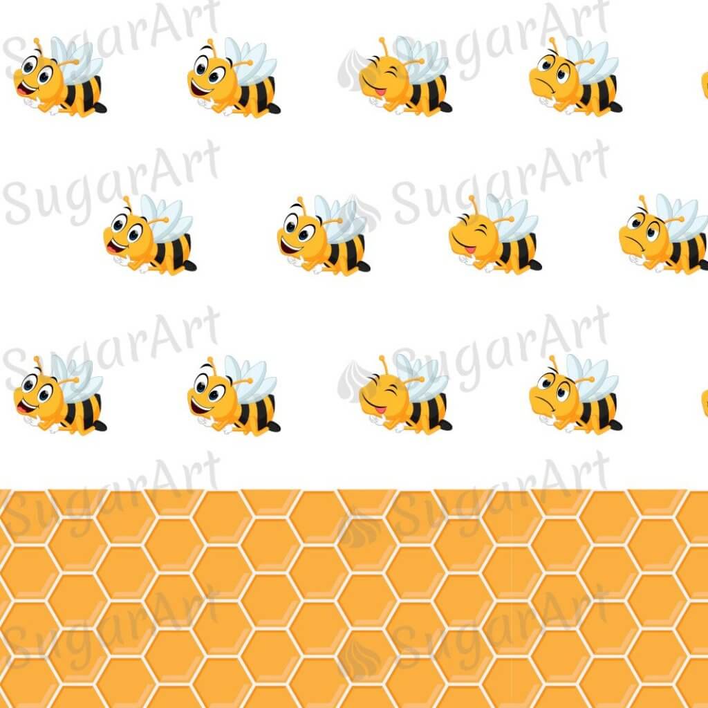 Tiny Bees and Honeycomb - 0.5 inch - ESA078-Sugar Stamp sheets-Sugar Art