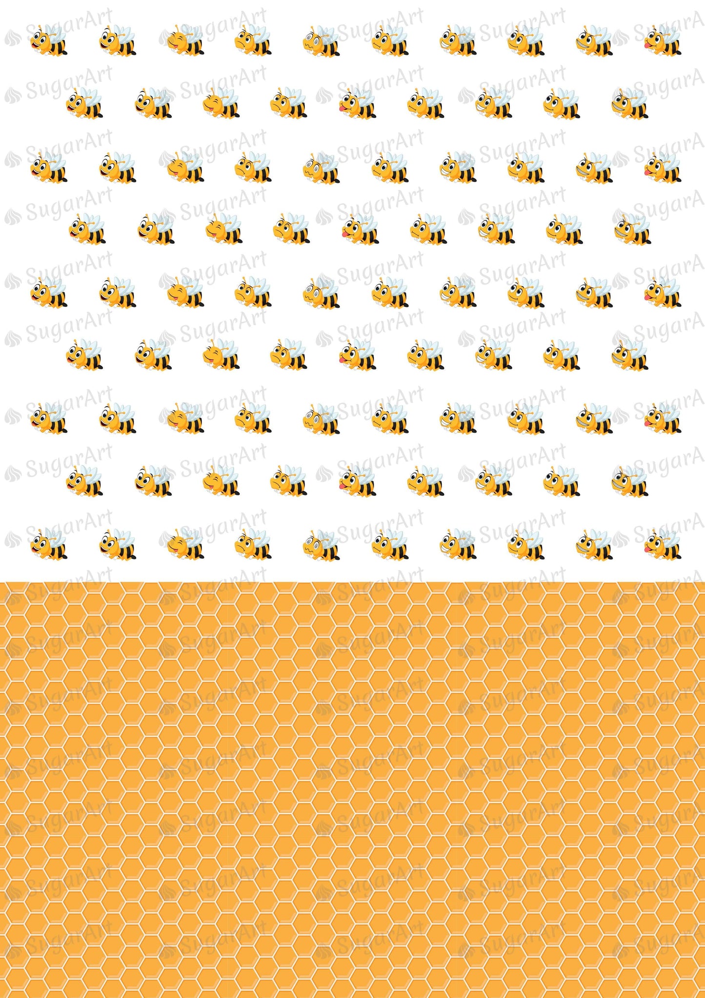 Tiny Bees and Honeycomb - 0.5 inch - ESA078-Sugar Stamp sheets-Sugar Art