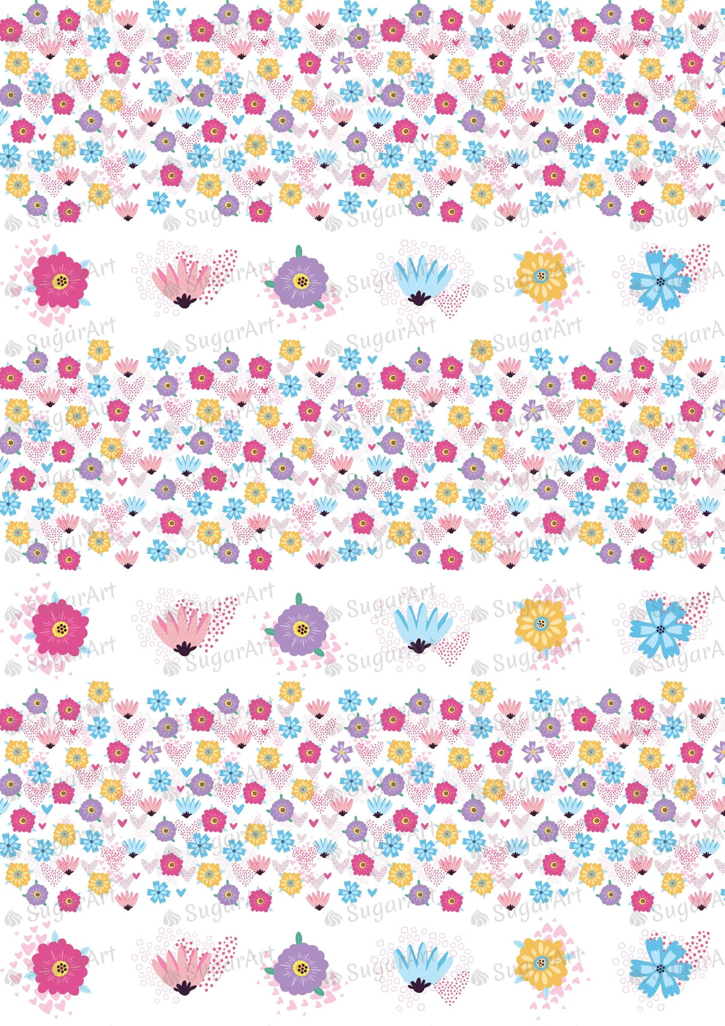 Pattern with Flowers and Hearts - ESA085.