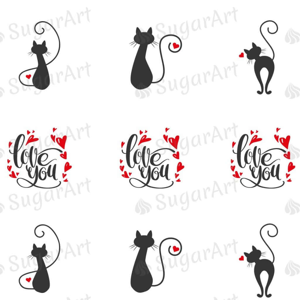 Cats in Love Silhouettes, Love You!  - ESA092.