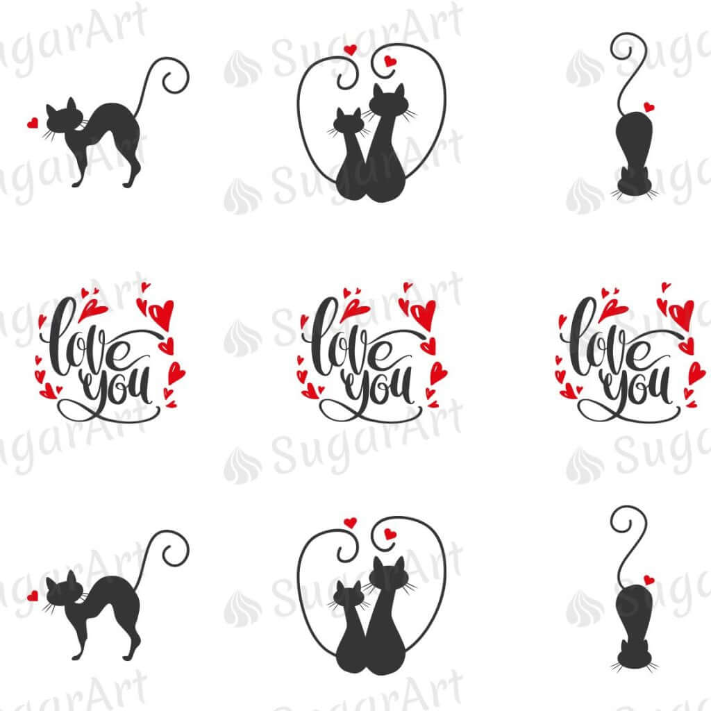 Cats in Love Silhouettes, Love You!  - ESA092.