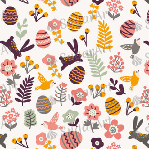 Easter Eggs and cute leaves pattern - HSA005-Sugar Stamp sheets-Sugar Art