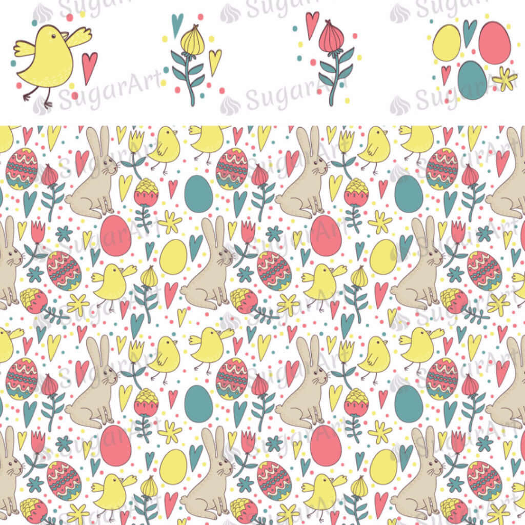 Retro Easter Elements and Pattern - HSA007-Sugar Stamp sheets-Sugar Art