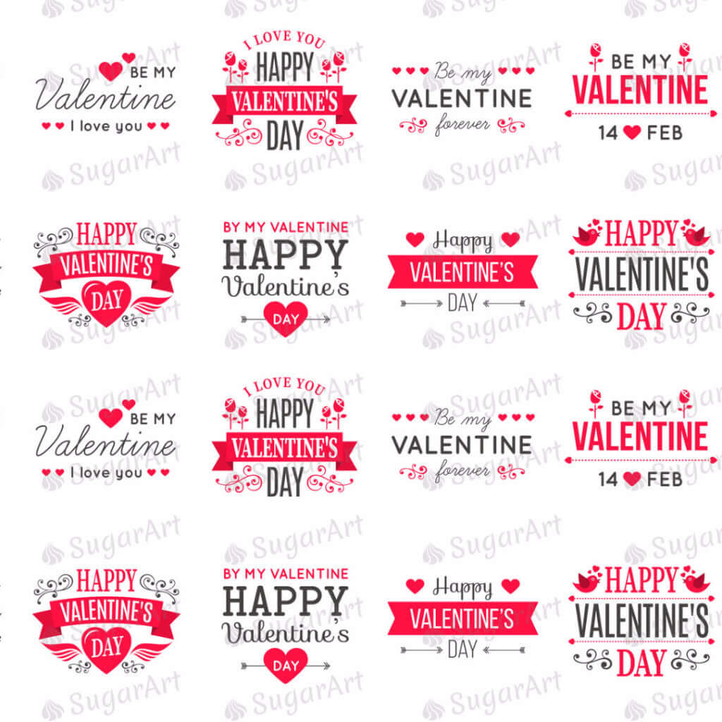 Happy Valentine labels - 1.5 inch - HSA013-Sugar Stamp sheets-Sugar Art