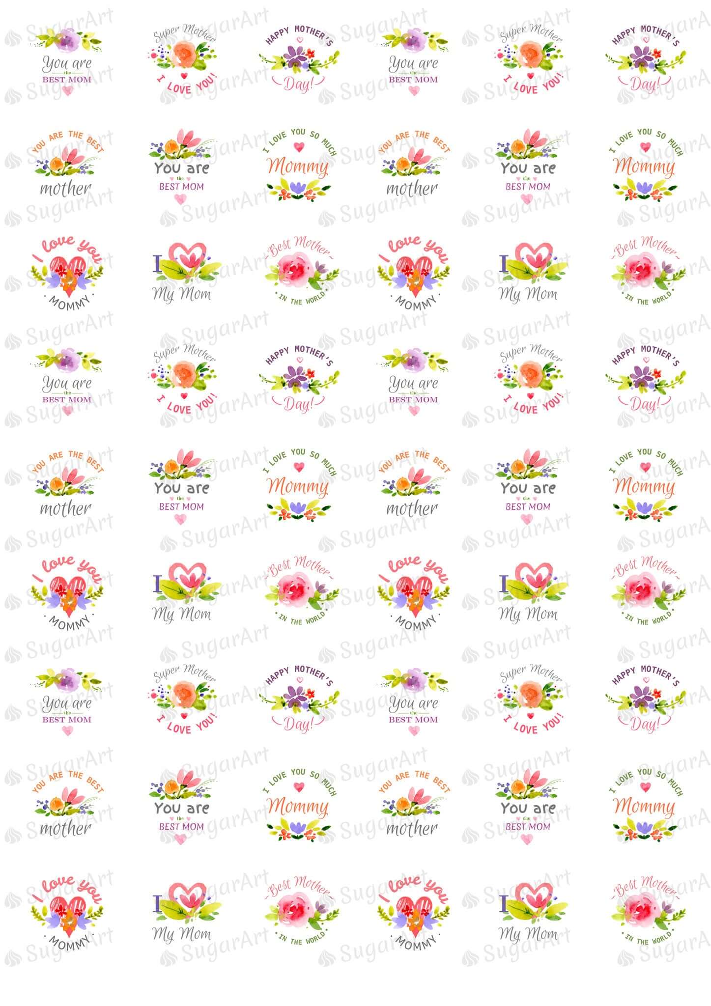 Watercolour Happy Mother's Day - HSA027-Sugar Stamp sheets-Sugar Art