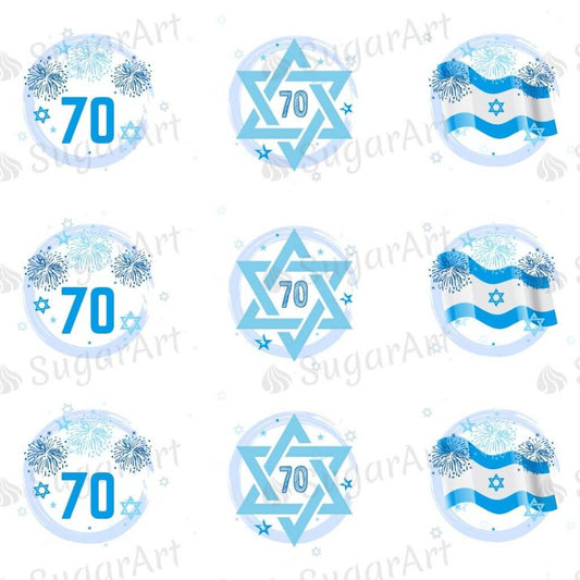 Happy Israel Independence Day 70 - HSA060-Sugar Stamp sheets-Sugar Art