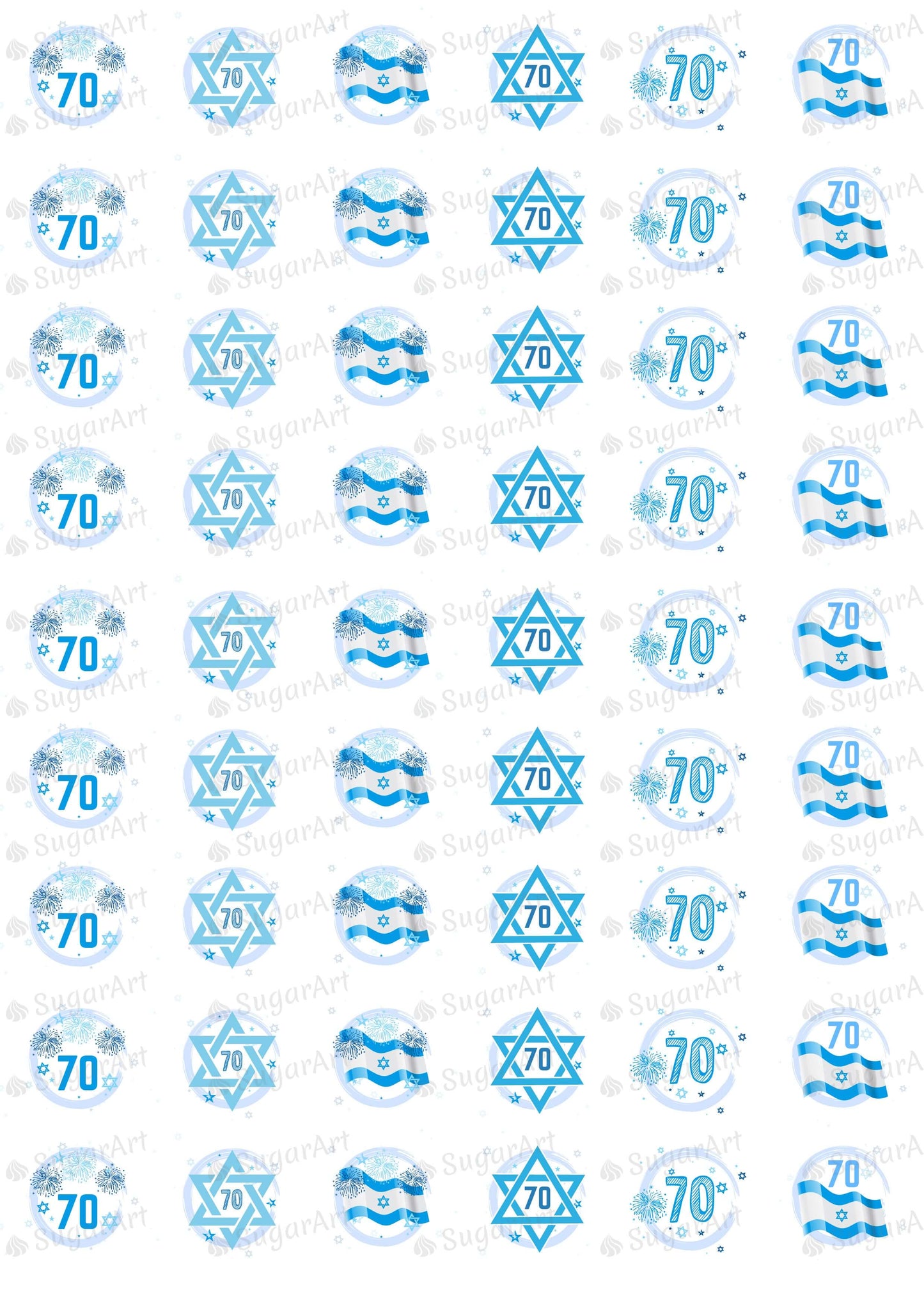 Happy Israel Independence Day 70 - HSA060-Sugar Stamp sheets-Sugar Art