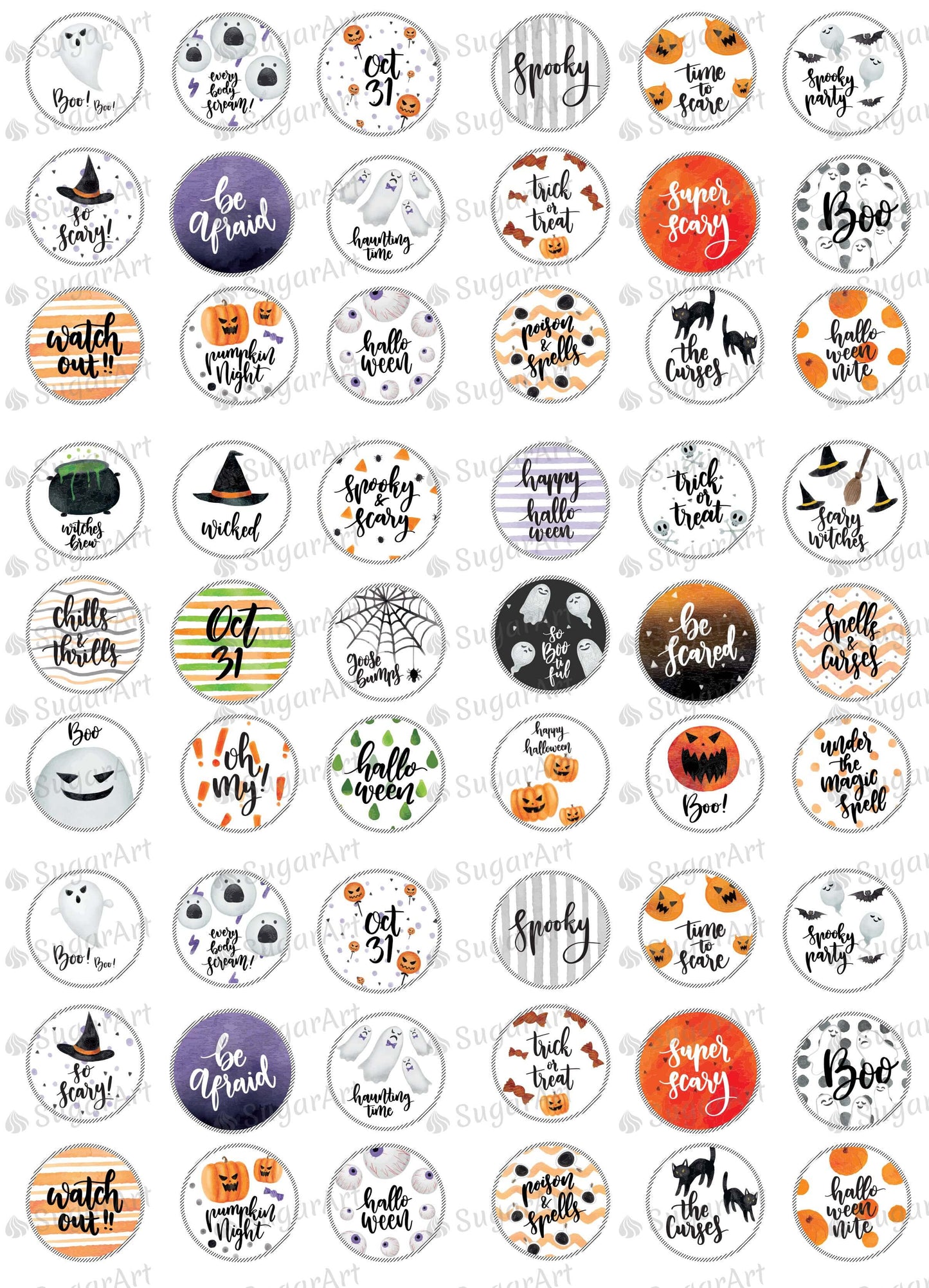 Colorful Set of Watercolor Halloween - HSA068.