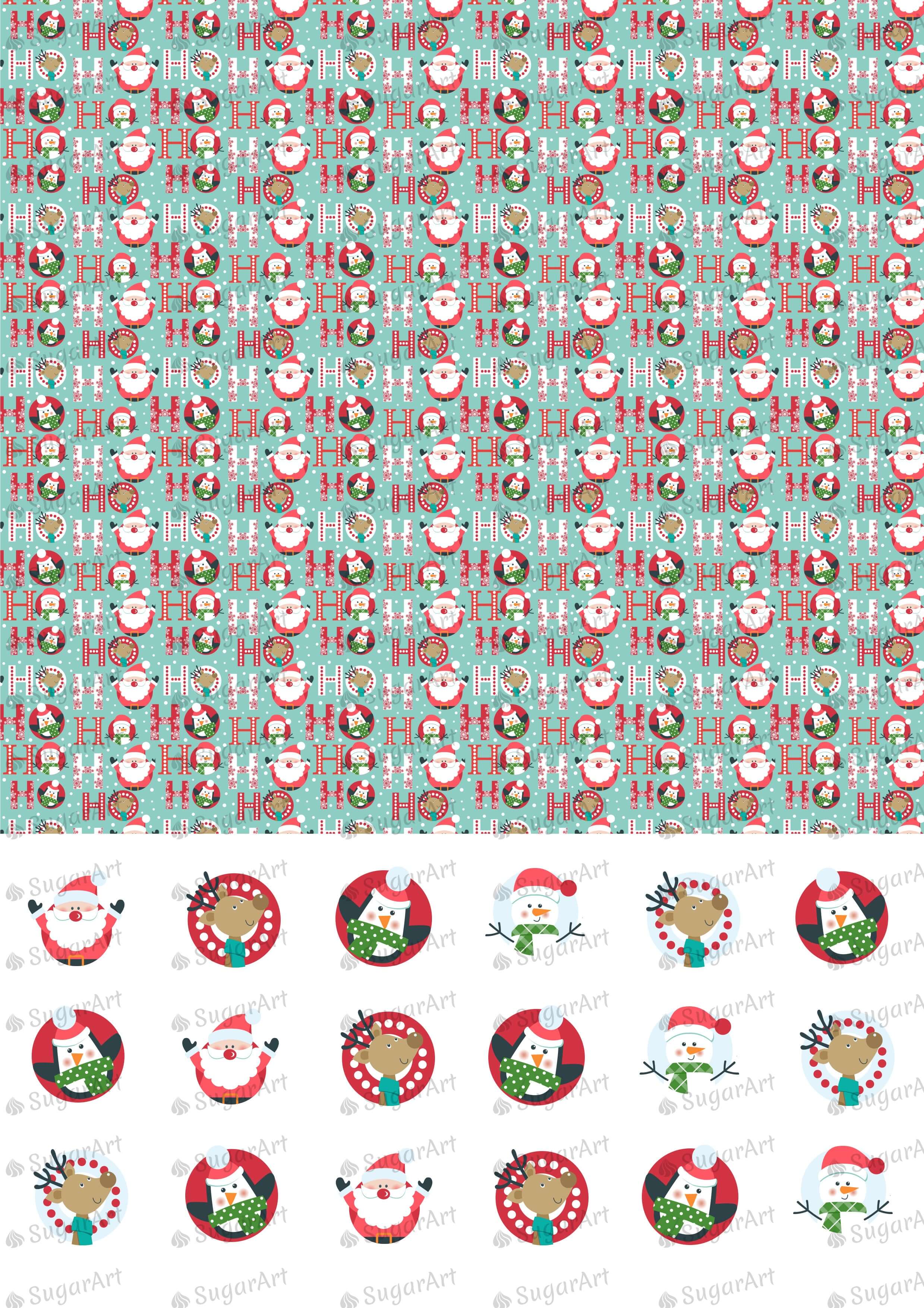 Christmas Pattern with Santa, HO HO - HSA074.