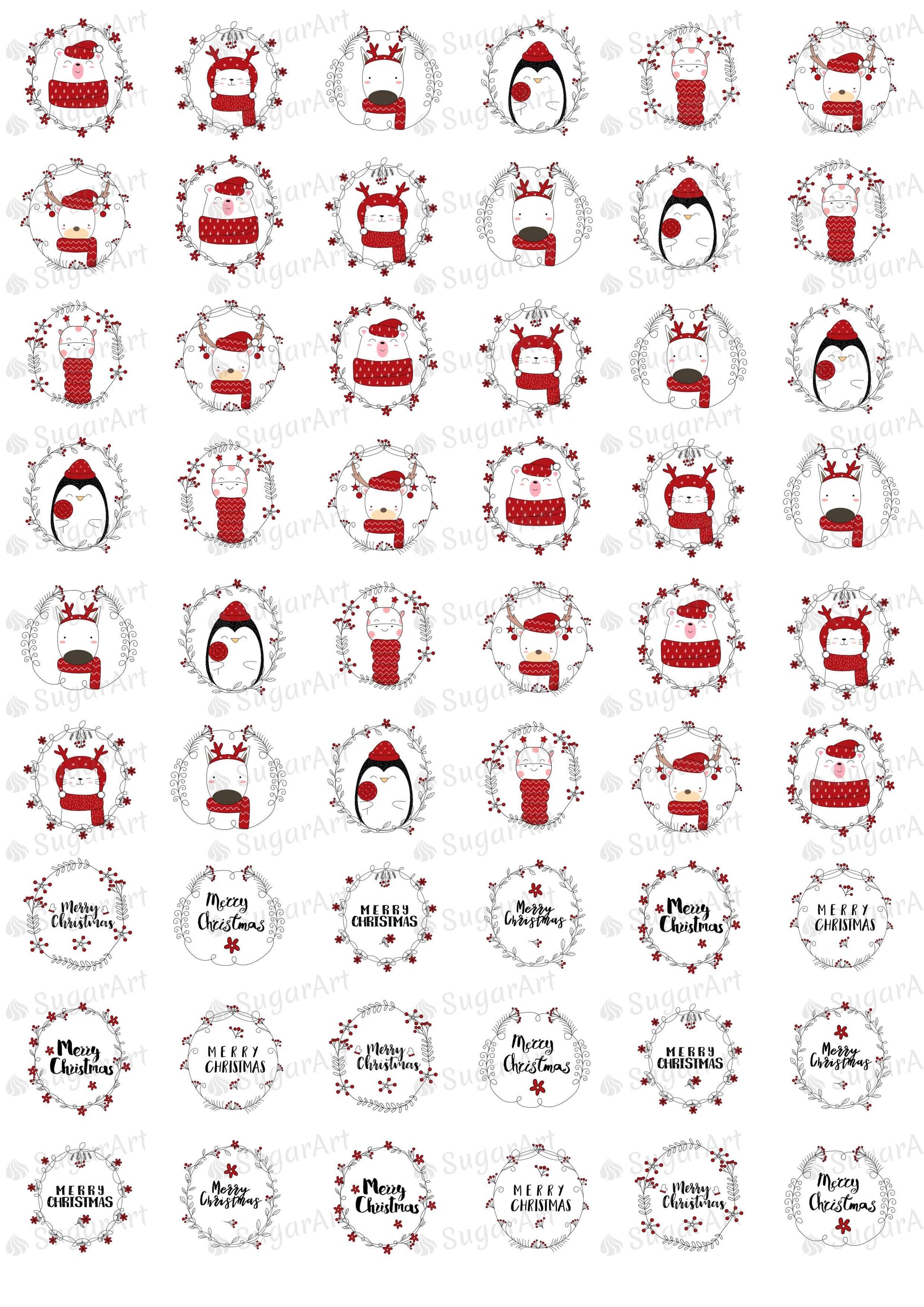Hand Drawn Christmas Design with Cute Animals - HSA078.