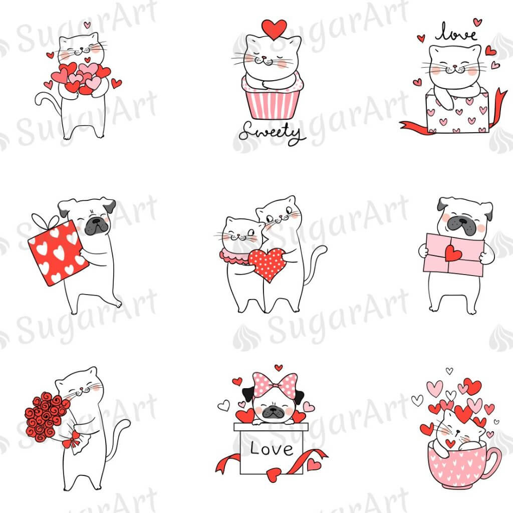 Cute Cats and Dogs for Valentine's Day - HSA079.