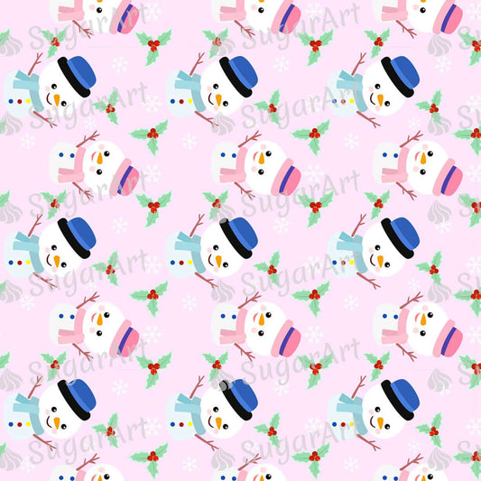 Snowman Pink Background - HSA090.