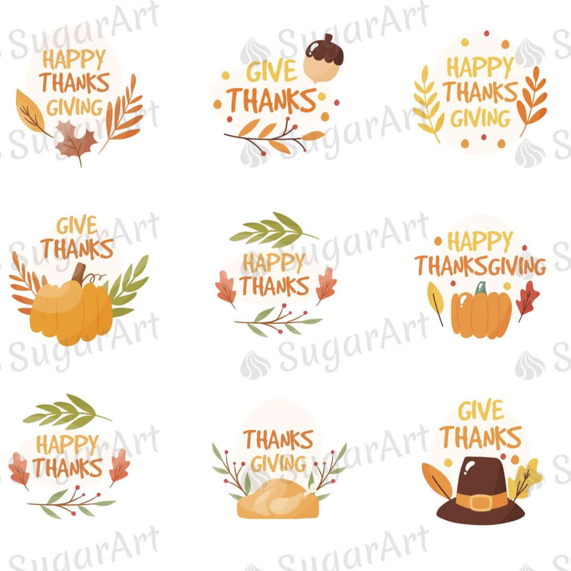 Give Thanks - Happy Thanks - HSA104 - Meringue Chocolate Isomalt transfer sheets
