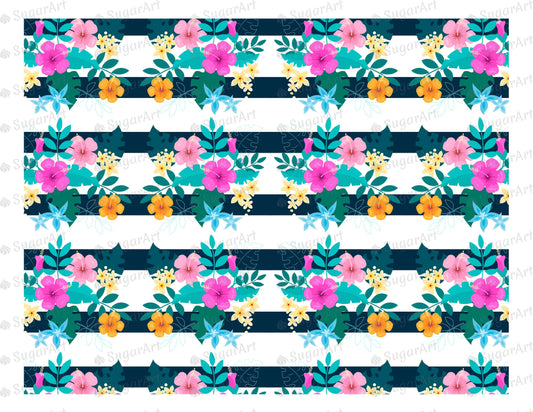 Floral Vintage Stripes - Icing - ISA001.