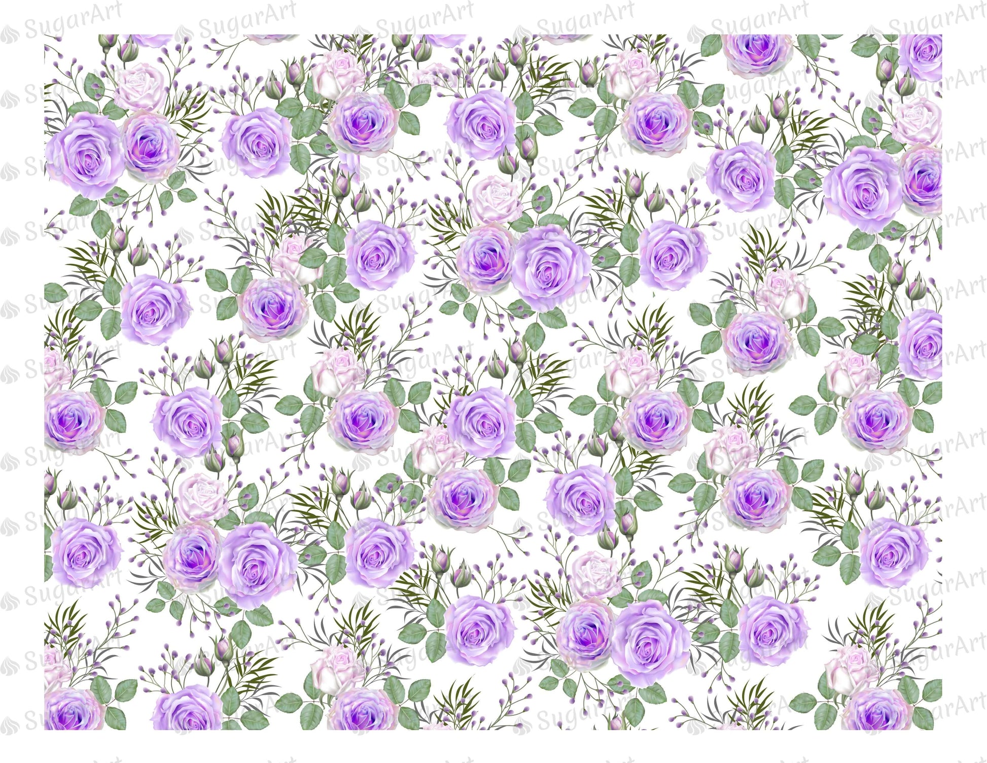 Purple Roses Pattern - Icing - ISA005.