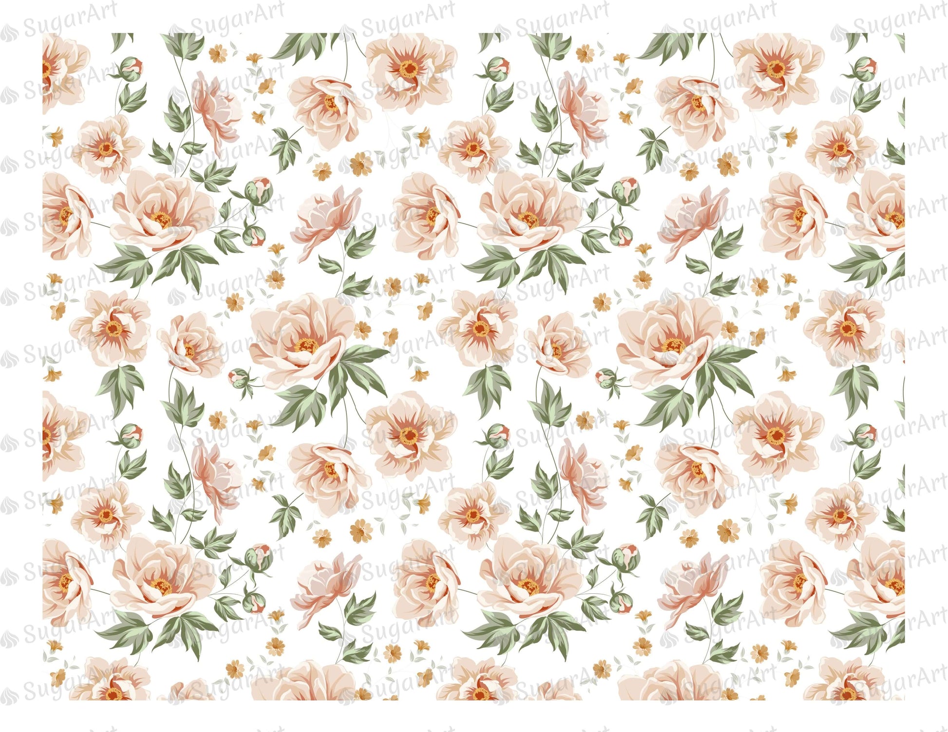 Floral Hand Painted Background - Icing - ISA029.