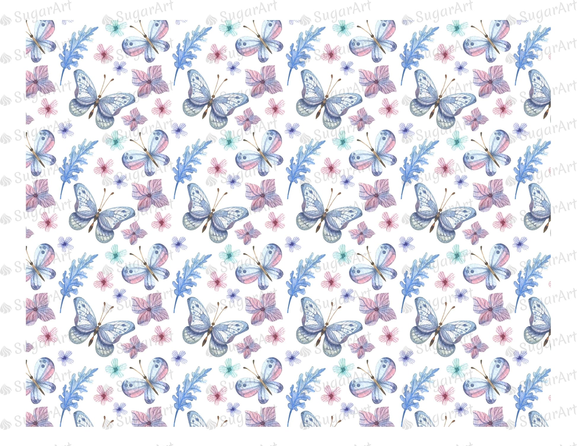 Elegant Pattern of Flowers and Butterflies - Icing - ISA033.